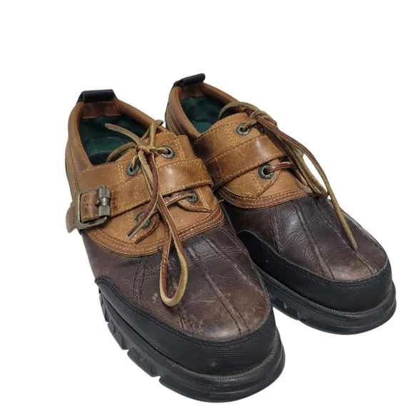 Polo Sport Ralph Lauren Dover Duck Boots Mens 9B Leather Brown WB3072 Excellent