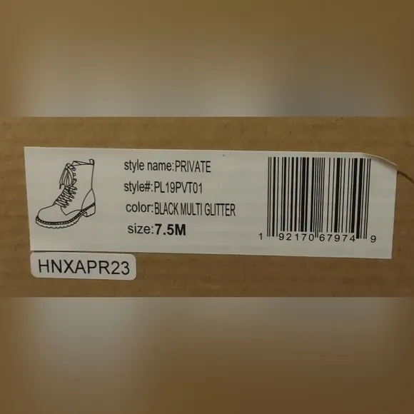 Portland By Portland Boot Company Women Black Glitter Combat Boots Size 7.5 NIB