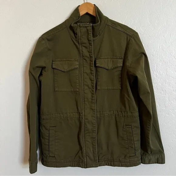 PrAna Sancho Jacket EUC Size S Olive Green Military Cargo Pocket Relaxed Fit