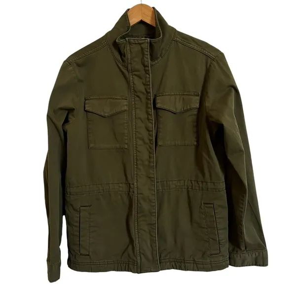 PrAna Sancho Jacket EUC Size S Olive Green Military Cargo Pocket Relaxed Fit