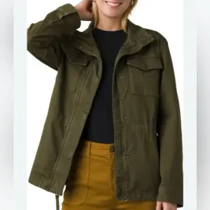 PrAna Sancho Jacket EUC Size S Olive Green Military Cargo Pocket Relaxed Fit