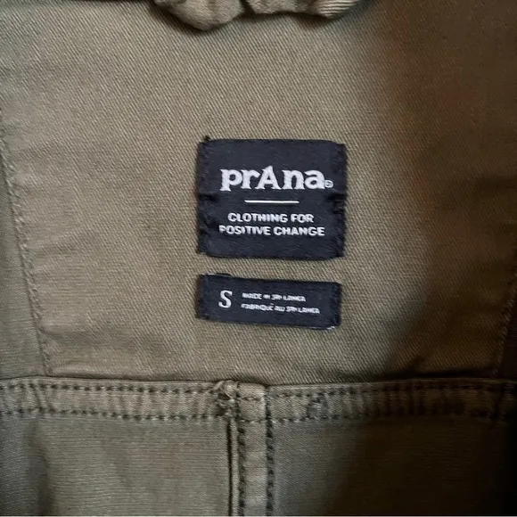 PrAna Sancho Jacket EUC Size S Olive Green Military Cargo Pocket Relaxed Fit