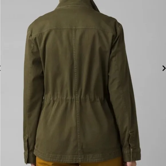 PrAna Sancho Jacket EUC Size S Olive Green Military Cargo Pocket Relaxed Fit