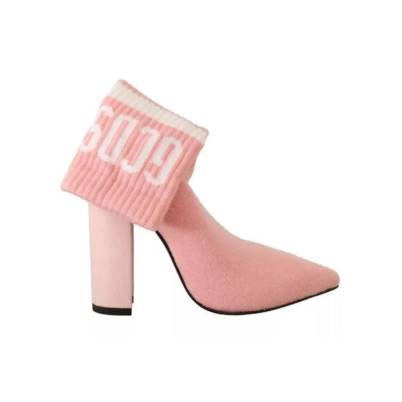 Pre Loved GCDS Knitted Sock Booties Block Heel Women Pink