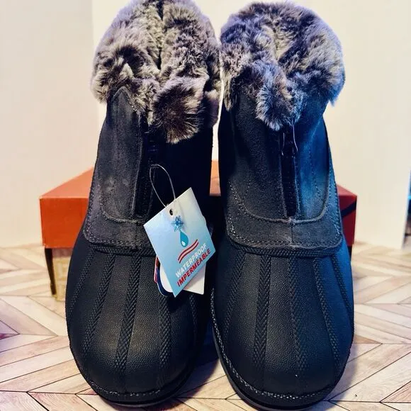 Propet Lumi Ankle Zip Snow Booties Women 8 EE Grey Casual Boots Suede WBX012SGRY