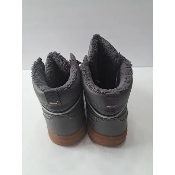 PumaCaven Mid Winter Shoes Mens‎ Sz 11 Gray Brown Faux Fur Sneakers Trainers