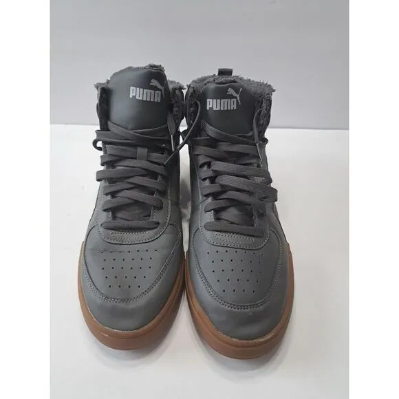 PumaCaven Mid Winter Shoes Mens‎ Sz 11 Gray Brown Faux Fur Sneakers Trainers