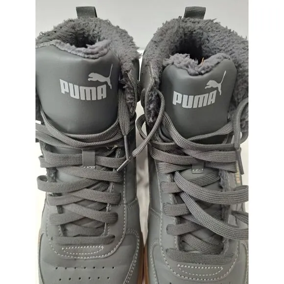 PumaCaven Mid Winter Shoes Mens‎ Sz 11 Gray Brown Faux Fur Sneakers Trainers