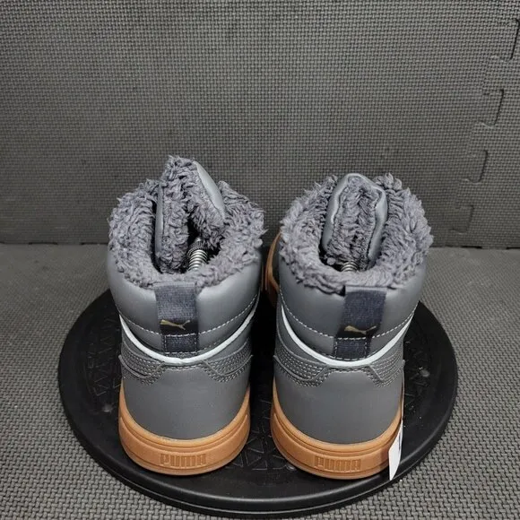 PumaCaven Mid Winter Shoes Mens Sz 9.5 Gray Brown Faux Fur Sneakers Trainers
