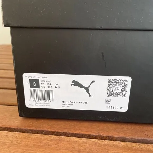PUMA X Dua Lipa Mayze Boots Black USA Women Size 8/UK 5.5/EU 38.5( MSRP$140)