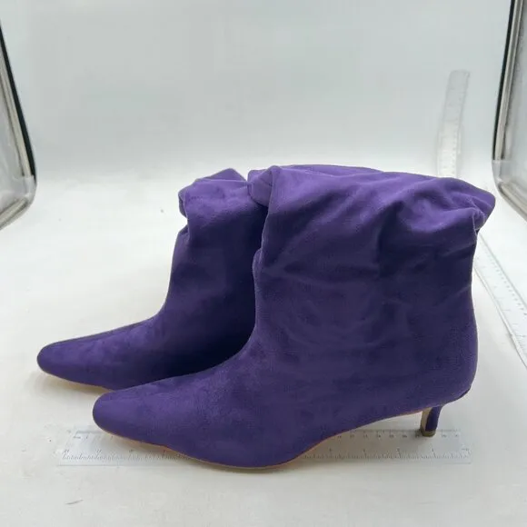 Purple Women Comfortable Low Heel Pull on Knee High Boot Stylish Square Toe Boot