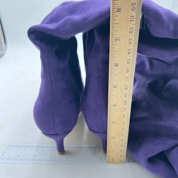 Purple Women Comfortable Low Heel Pull on Knee High Boot Stylish Square Toe Boot