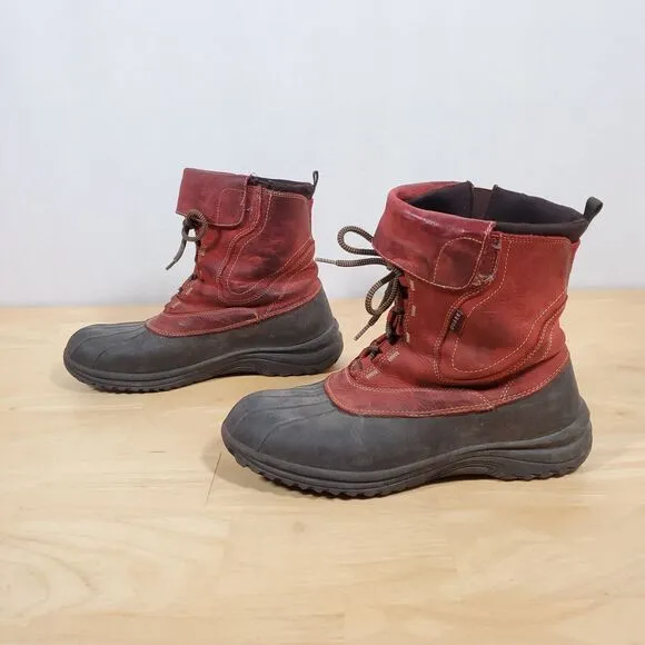 QUARK Avalanche Boots Women's Sz 10 Red Winter Rain Sleet Hiking Foldover