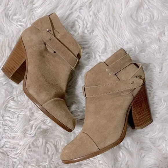 RAG &amp; Bone Harrow Suede Ankle Boots Bootie Ankle Straps Hazel Tan women sz 37