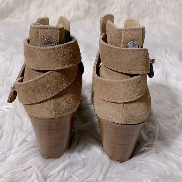 RAG &amp; Bone Harrow Suede Ankle Boots Bootie Ankle Straps Hazel Tan women sz 37
