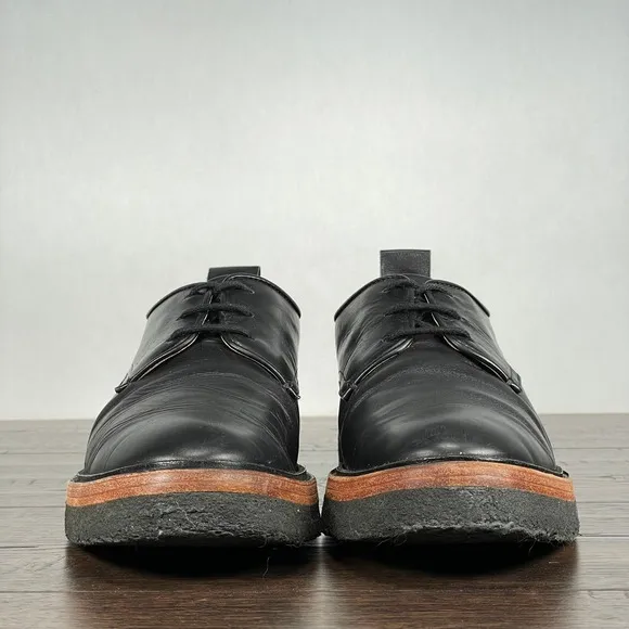 rag &amp; bone Victor Crepe Oxfords size 7/39.5 Black Leather Shoes Work Business