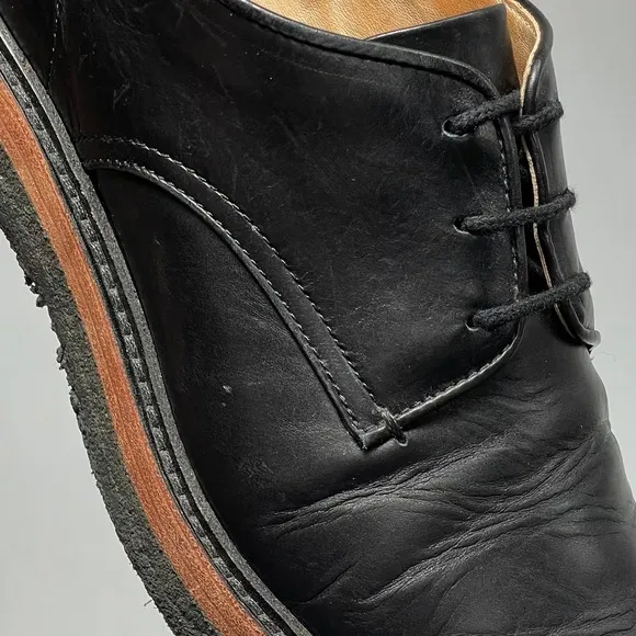 rag &amp; bone Victor Crepe Oxfords size 7/39.5 Black Leather Shoes Work Business