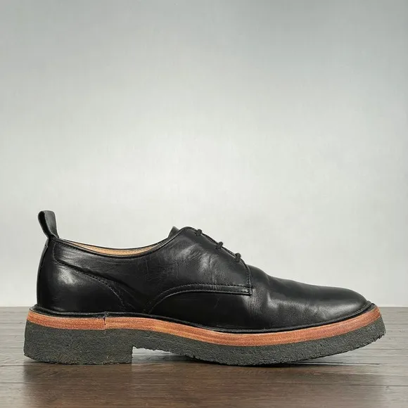 rag &amp; bone Victor Crepe Oxfords size 7/39.5 Black Leather Shoes Work Business