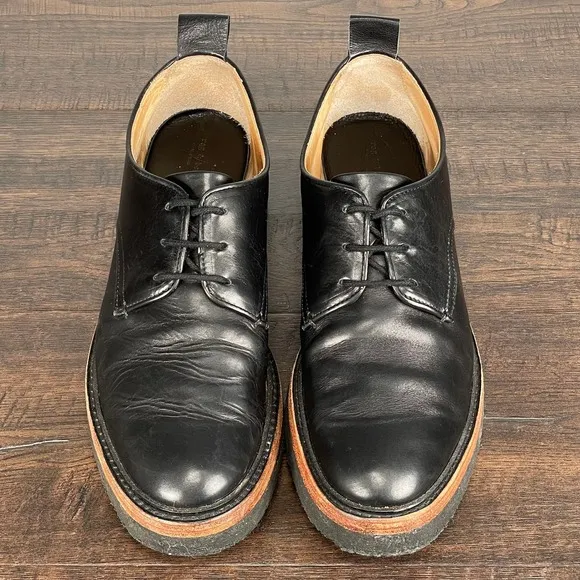 rag &amp; bone Victor Crepe Oxfords size 7/39.5 Black Leather Shoes Work Business