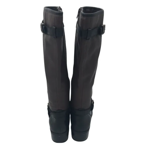 Ralph Lauren Marille Brown Black Equestrian Riding Tall Leather Riding Boots 9.5