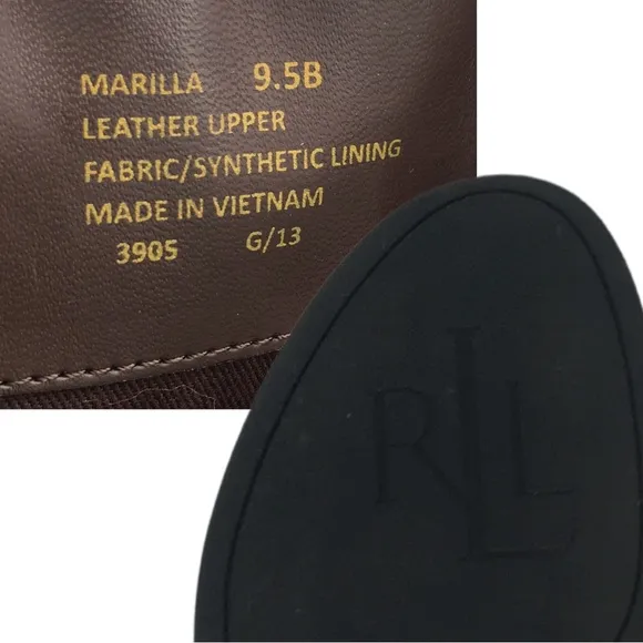 Ralph Lauren Marille Brown Black Equestrian Riding Tall Leather Riding Boots 9.5