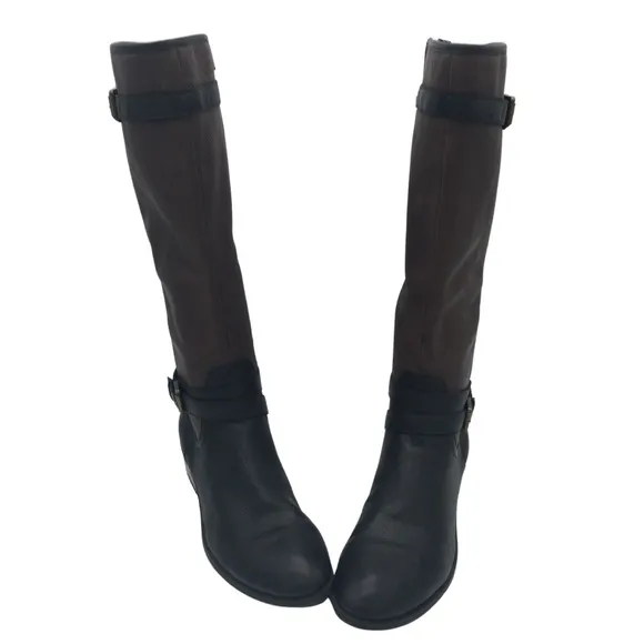 Ralph Lauren Marille Brown Black Equestrian Riding Tall Leather Riding Boots 9.5