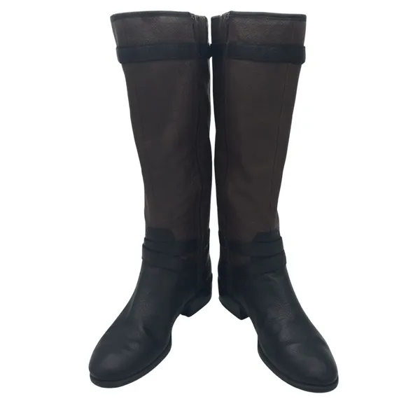Ralph Lauren Marille Brown Black Equestrian Riding Tall Leather Riding Boots 9.5