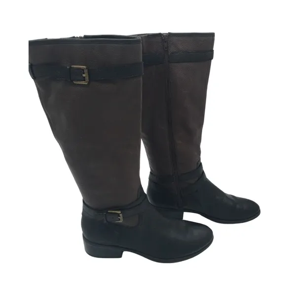 Ralph Lauren Marille Brown Black Equestrian Riding Tall Leather Riding Boots 9.5