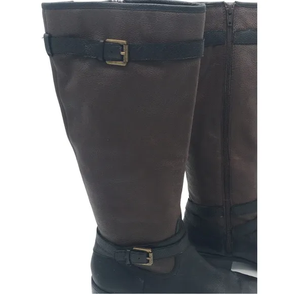 Ralph Lauren Marille Brown Black Equestrian Riding Tall Leather Riding Boots 9.5