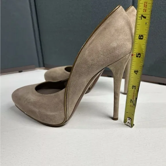 Ralph Lauren Purple Label Collection Celia Glen Tan Suede Pump Heels Women 9 B