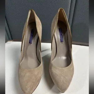 Ralph Lauren Purple Label Collection Celia Glen Tan Suede Pump Heels Women 9 B
