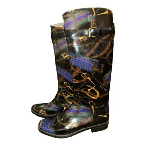 RALPH LAUREN Rosslyn II Horsebit Print Equestrian Style Rain Boots Size 7