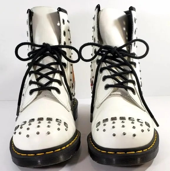 RARE Dr Martens 1460 Rock &amp; Roll, Men 10 Women 11, Retro Tattoo Rockabilly Studs