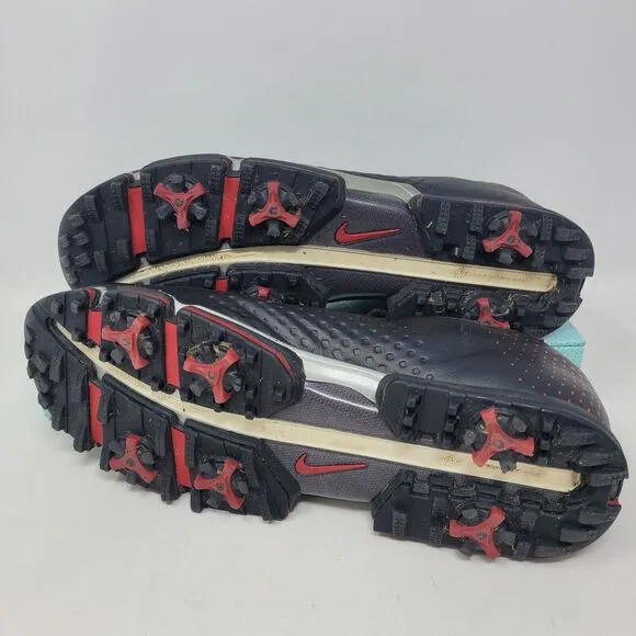RARE Nike Mens Shoe Sz 9.5 Black Red silver Air Zoom Vapor II 2 Golf Cleats EU43