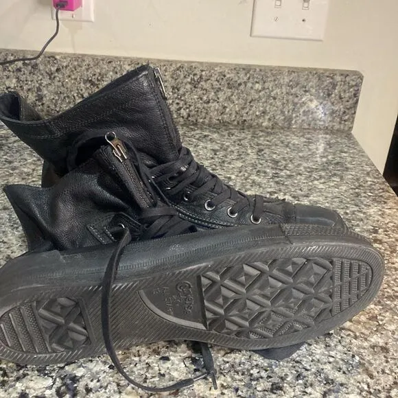 Rare Converse Chuck Taylor XHI  leather combat blackout boots men Sz 13
