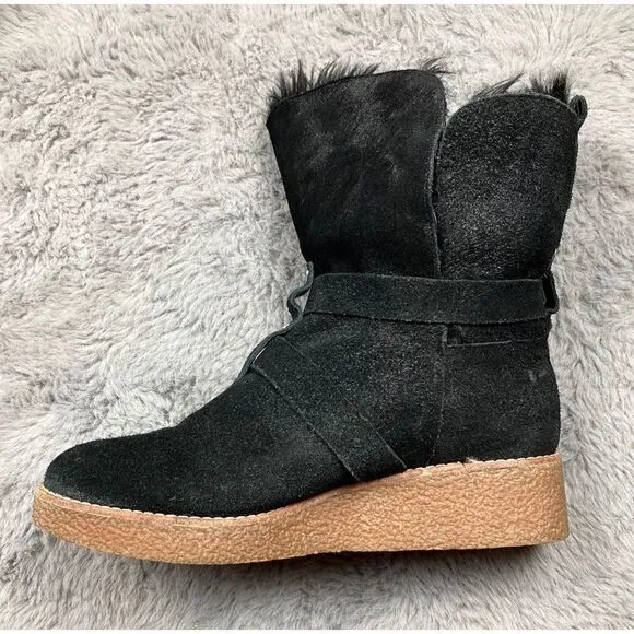 Rebecca Minkoff “Perry” Diesel Black Siede Leather moto Boots