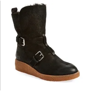 Rebecca Minkoff “Perry” Diesel Black Siede Leather moto Boots