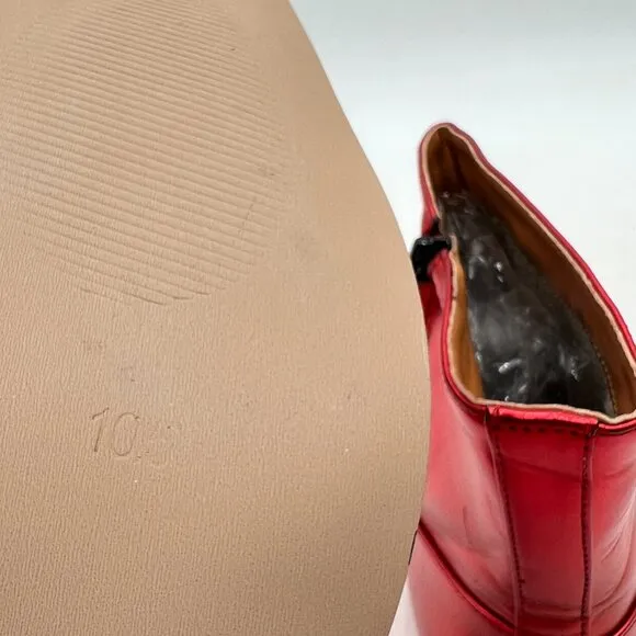 Red Square Toe Side Zipper Ankle Boot Block Low Heel Short Boots Warm Dress Boot
