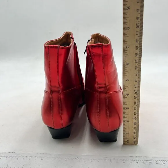 Red Square Toe Side Zipper Ankle Boot Block Low Heel Short Boots Warm Dress Boot