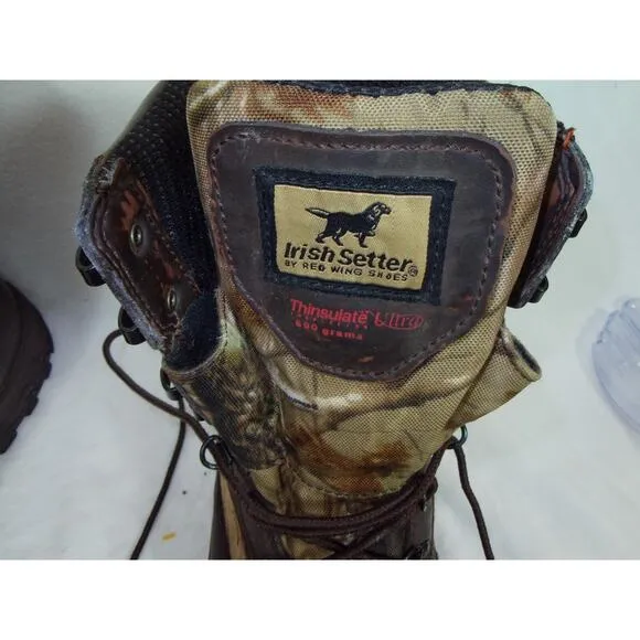 Red Wing Irish Setter Hunt Waterproof Camo Insulated Boots Mens Size 9D 2822