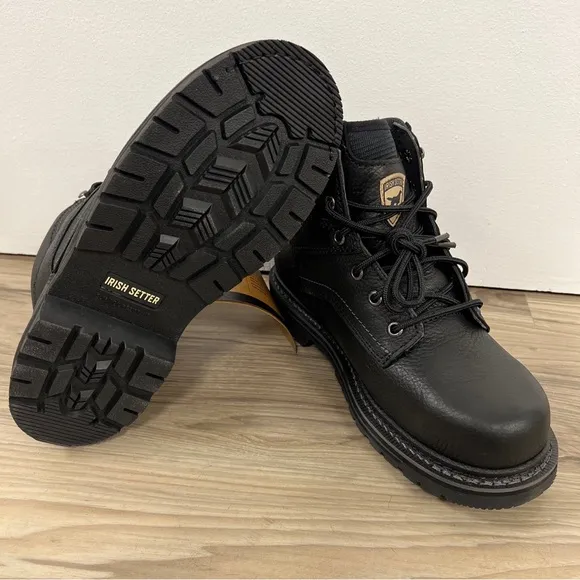 Red Wing Irish Setter Kittson 6&quot; STEEL TOE Black Work Boots Men 7D 83664 NWOB