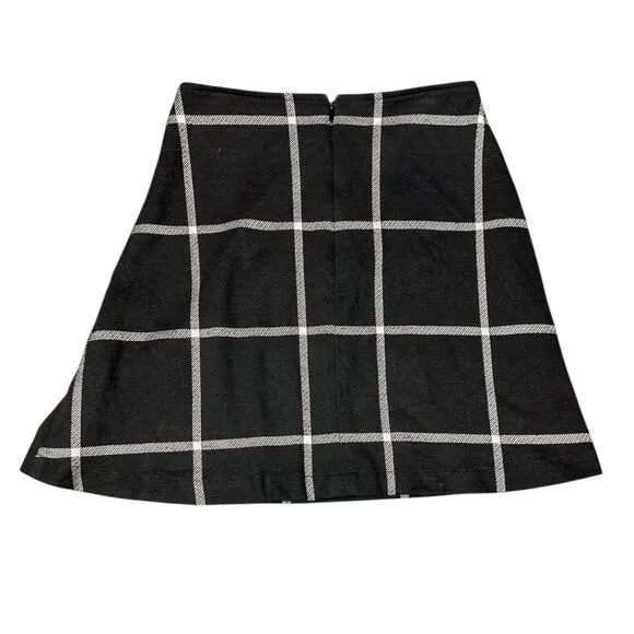 Reformation Black &amp; White Windowpane Plaid A-Line Mini Skirt - Size 4