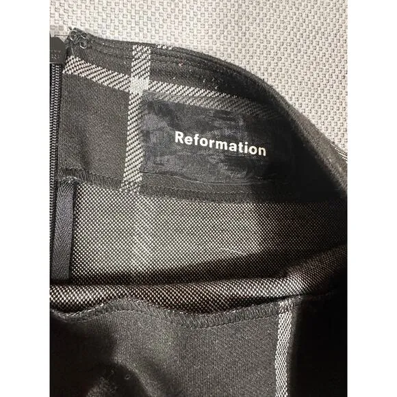 Reformation Black &amp; White Windowpane Plaid A-Line Mini Skirt - Size 4