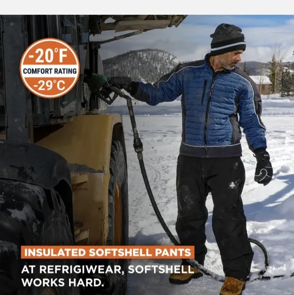 RefrigiWear Water Resistant Insulated Softshell Snow Pants -20F Protection 2XL