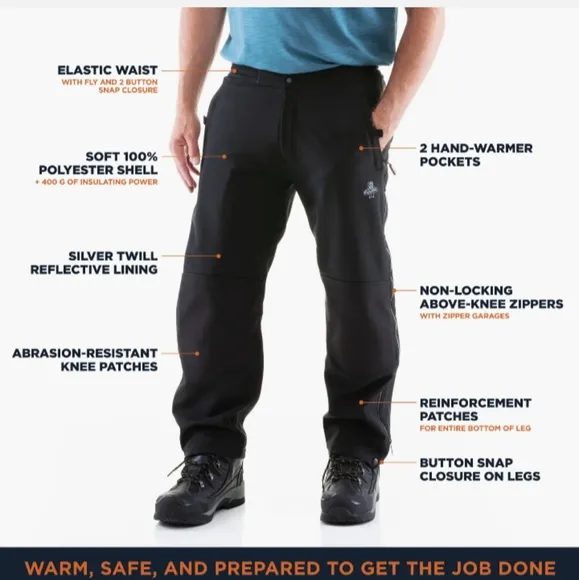 RefrigiWear Water Resistant Insulated Softshell Snow Pants -20F Protection 2XL