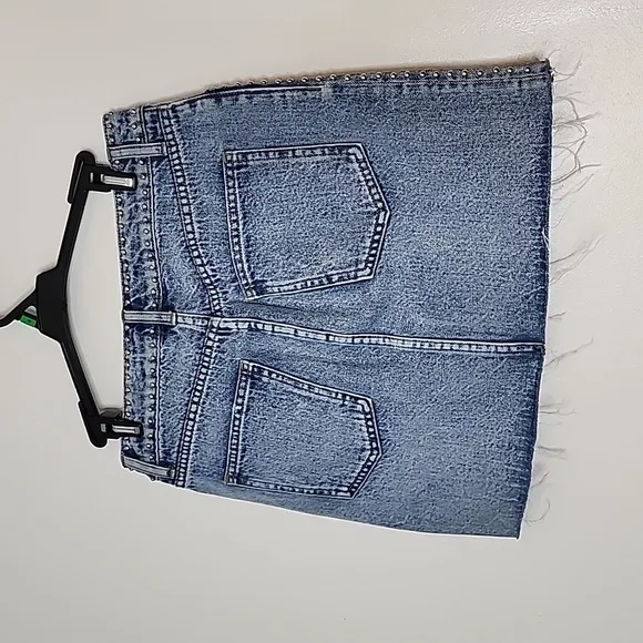 Revolve Pistola Anthropologie Studded Denim Skirt Chic Bohemian Luxury Summer