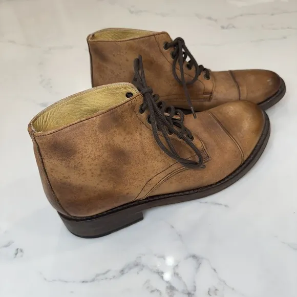 Roan‎ by Bed Stu Cap Toe Boots Mens 9.5 Brown Leather  Lace Up Good Year Welt