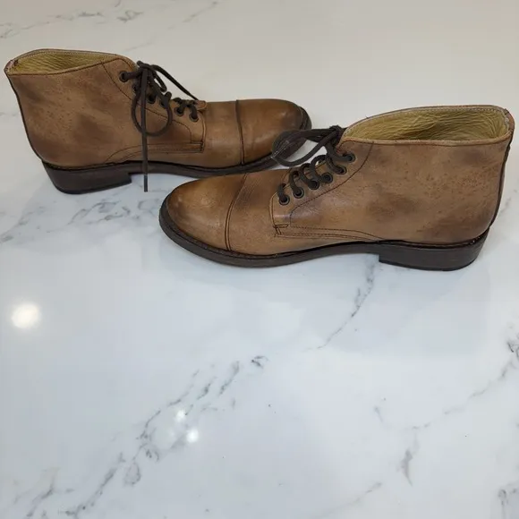 Roan‎ by Bed Stu Cap Toe Boots Mens 9.5 Brown Leather  Lace Up Good Year Welt
