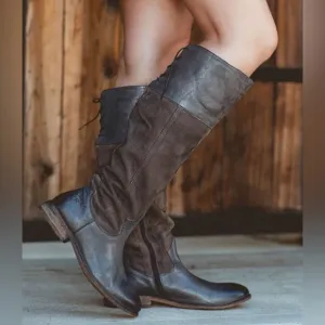Roan by Bed Stu Natty distressed gray leather lace up knee high boots size 9.5