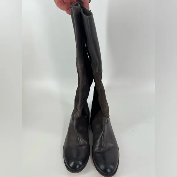 Roan by Bed Stu Natty distressed gray leather lace up knee high boots size 9.5